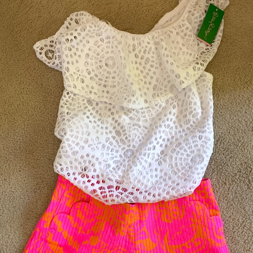 Lilly Pulitzer White Matteo One Shoulder Top XS